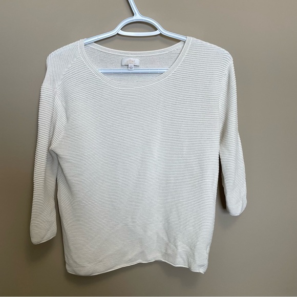 Aritzia’s Wilfred Blanchard Ivory Knit 3/4 Length Sleeve Shirt Women’s XXS - Picture 1 of 6